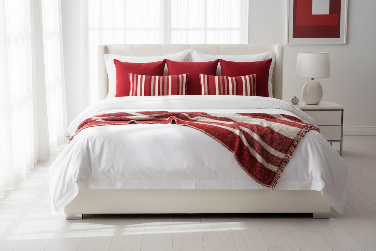 Red and White Bed