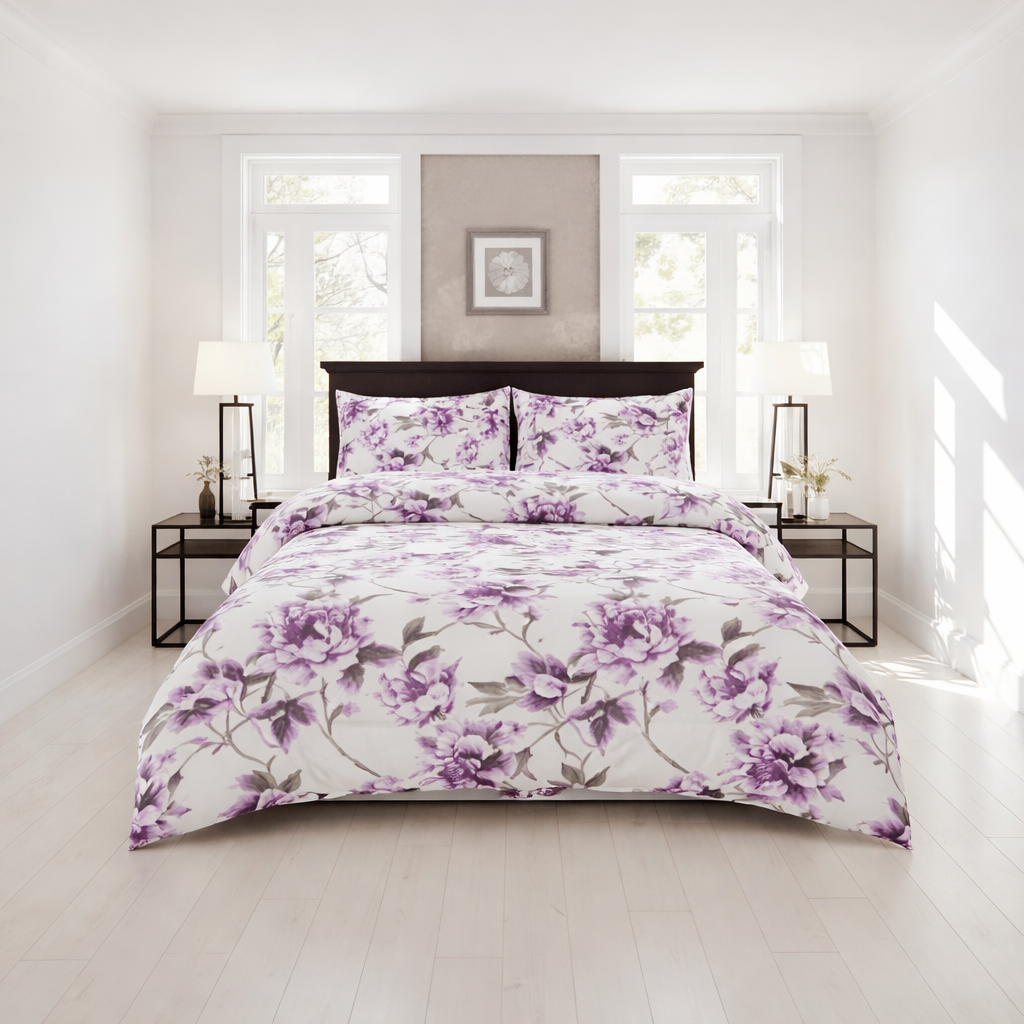 Lavender Bloom Floral - 4 Piece Bedsheet Set