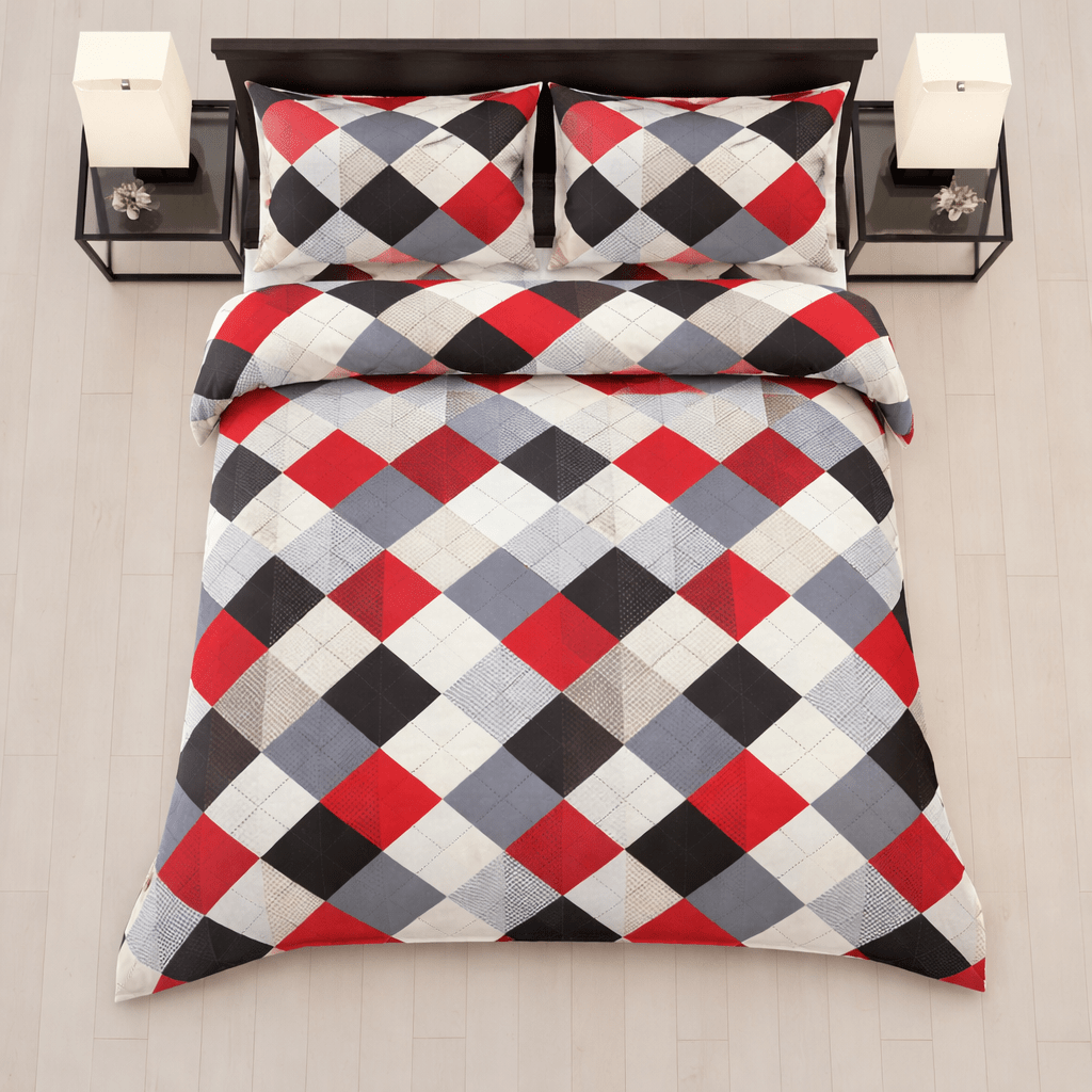 Modern Diamond Patchwork - 4 Piece Bedsheet Set