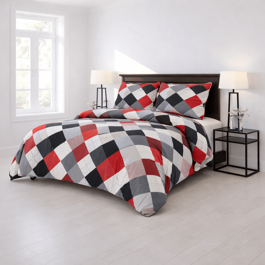 Modern Diamond Patchwork - 4 Piece Bedsheet Set