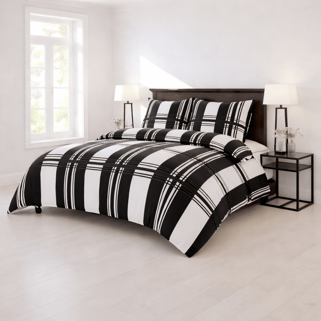 Monochrome Striped - 4 Piece Bedsheet Set