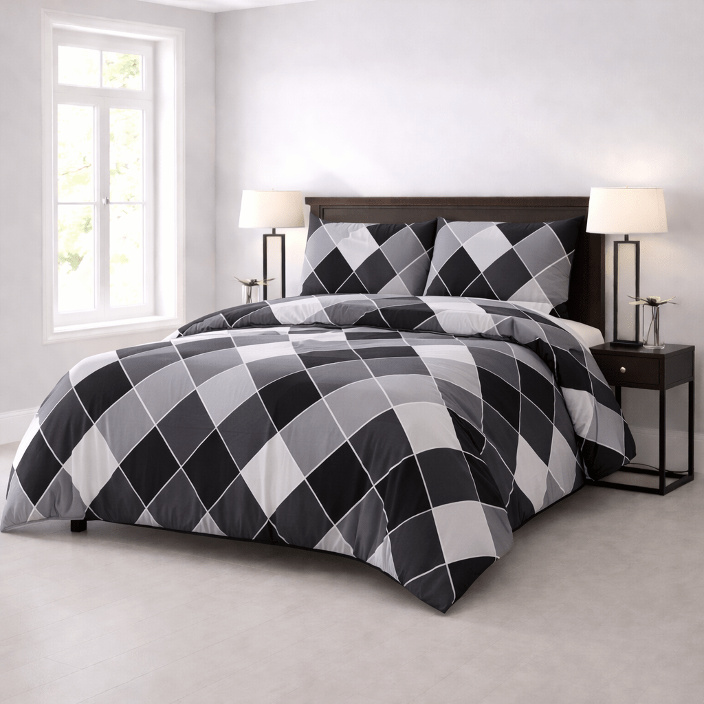Graphite Argyle Luxe - 4 Piece Bedsheet Set