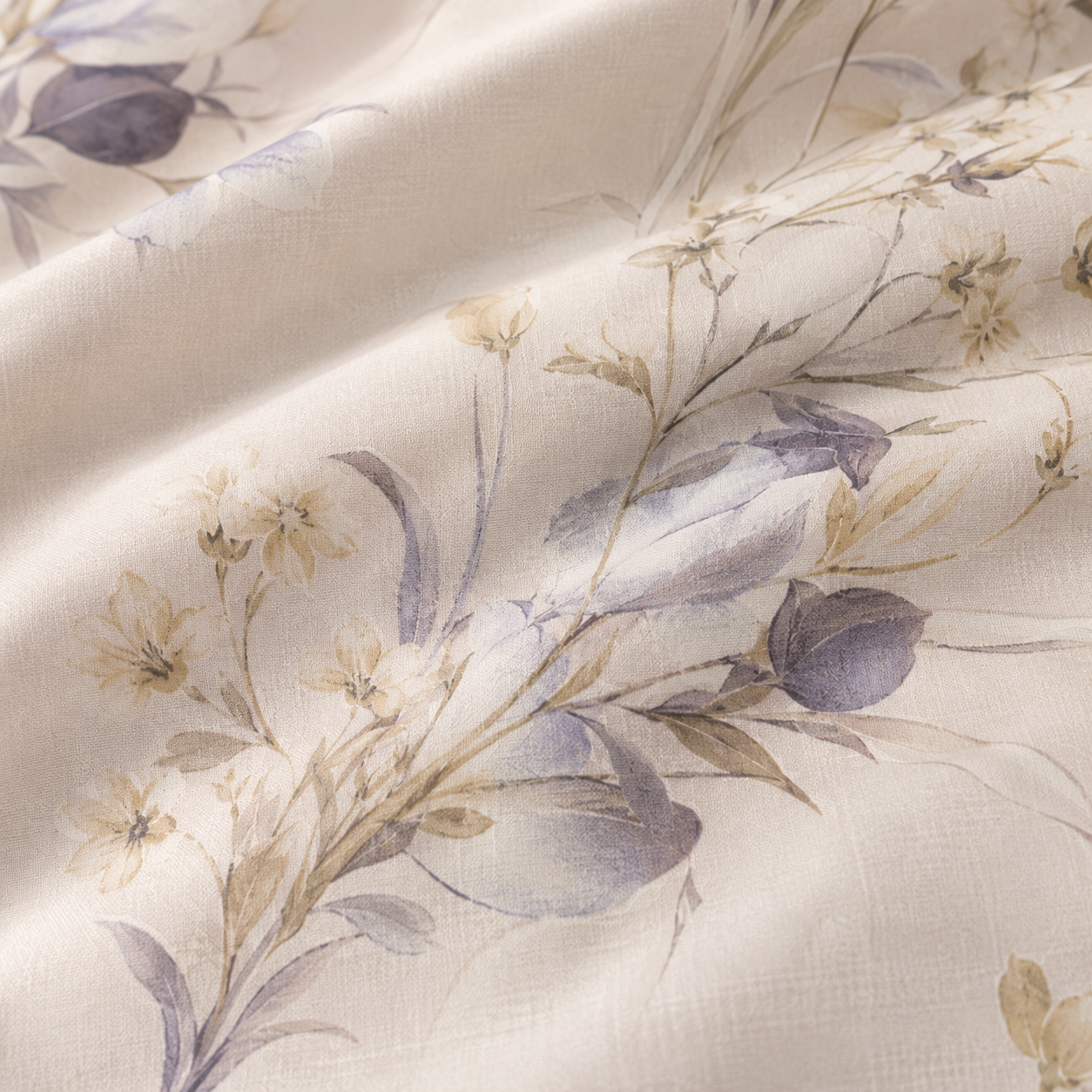 Floral patterned bedding set on a bed in a bedroom setting.